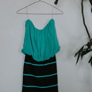 Teal And Black Dress